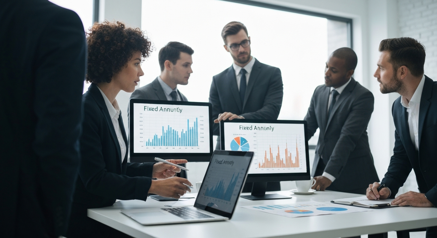 Professionals analyzing annuity charts
