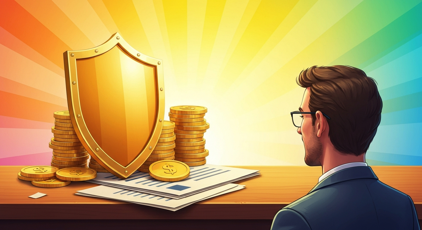 Golden shield protecting retirement money