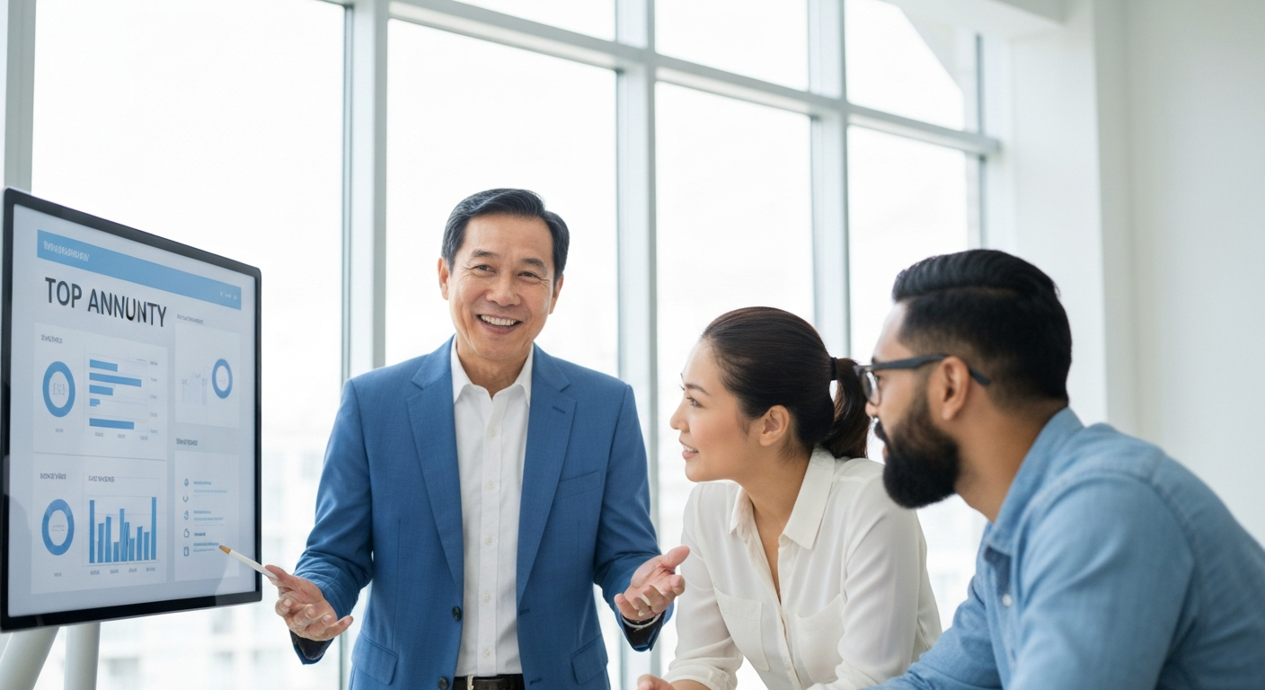 advisor showing annuities to couple