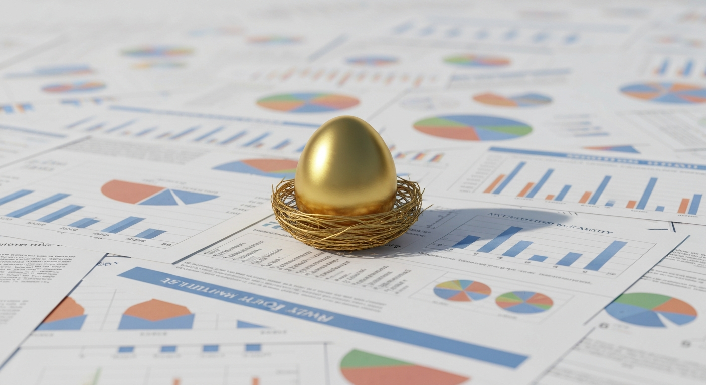 Golden retirement nest egg on charts