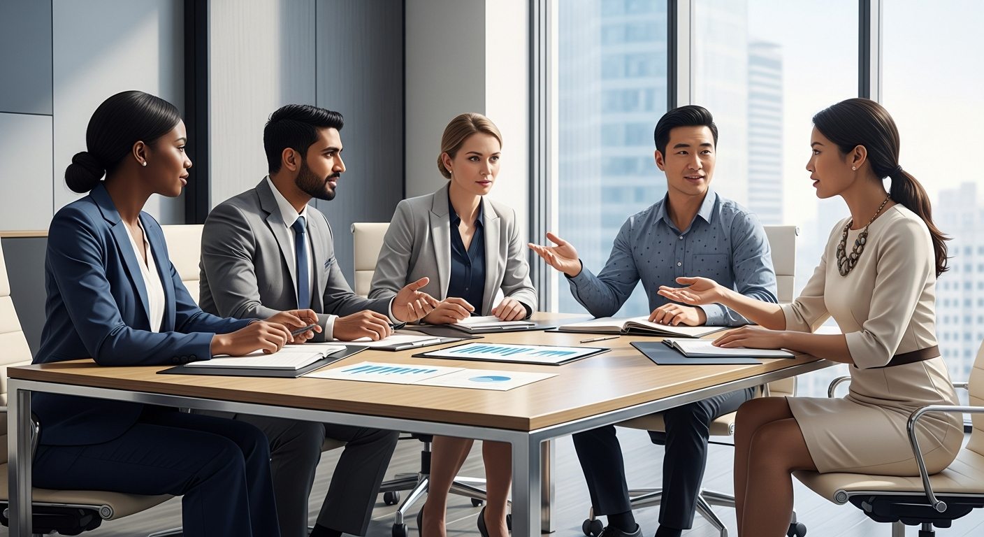 Professionals discussing retirement options