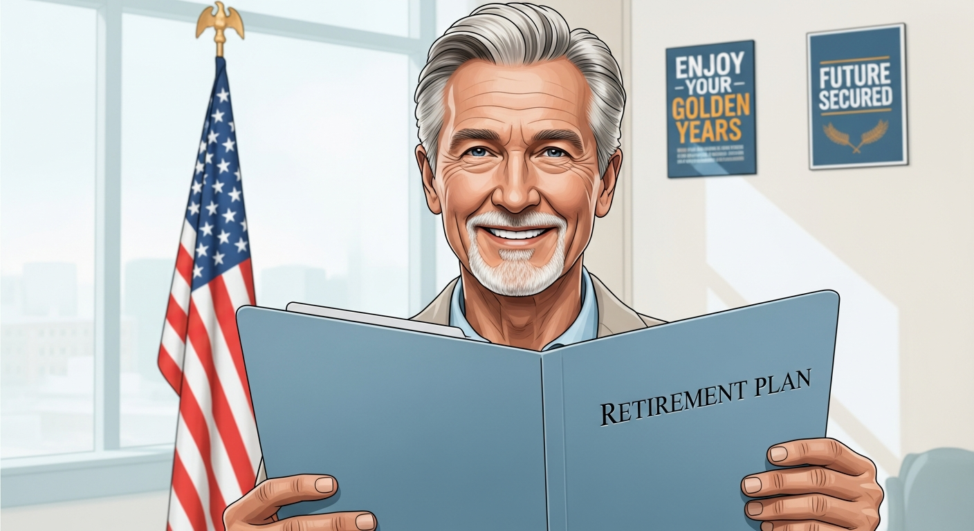 Senior adult holding retirement plan