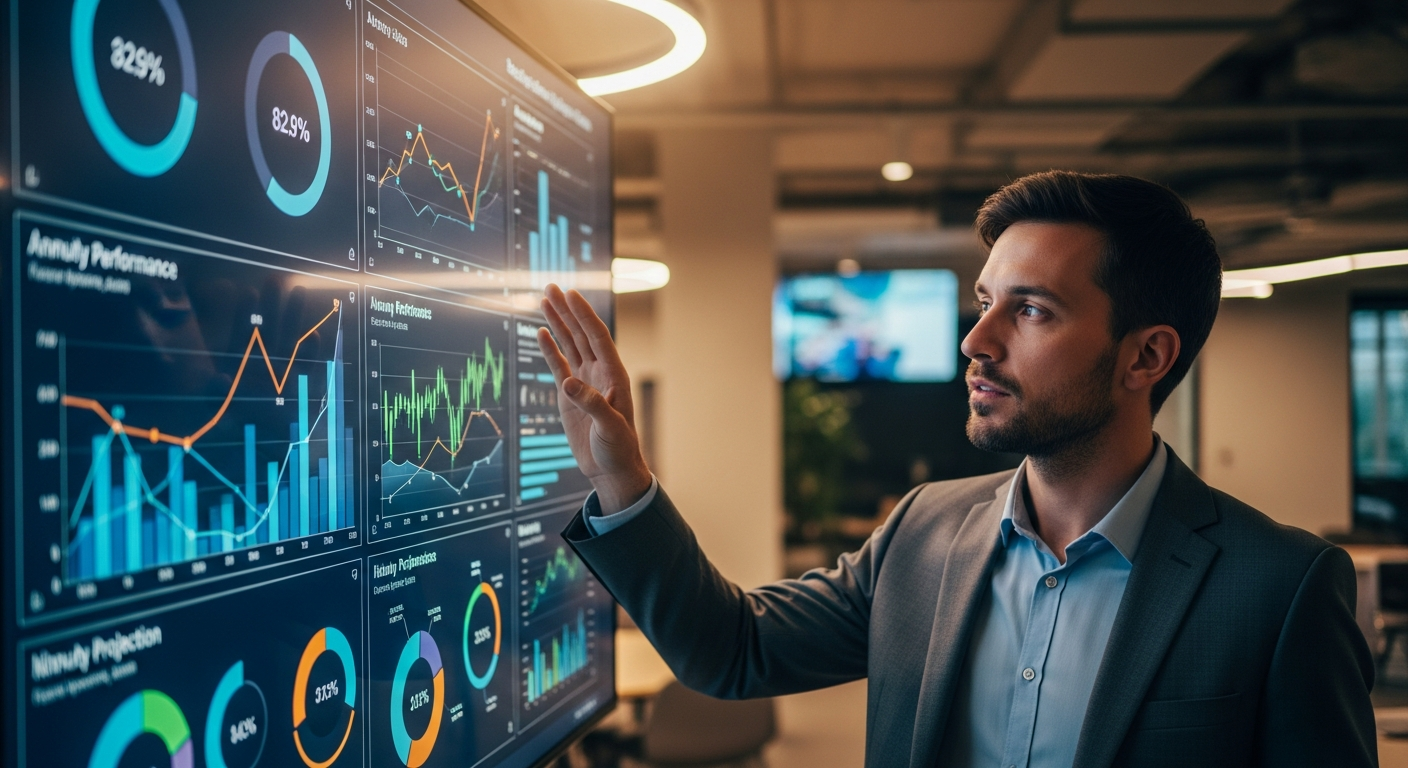 Businessperson analyzing annuity charts