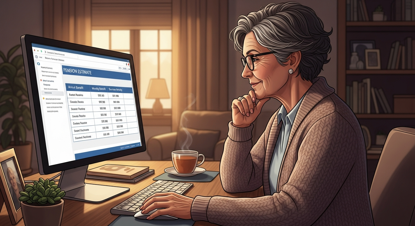 Retired employee reviewing pension estimate