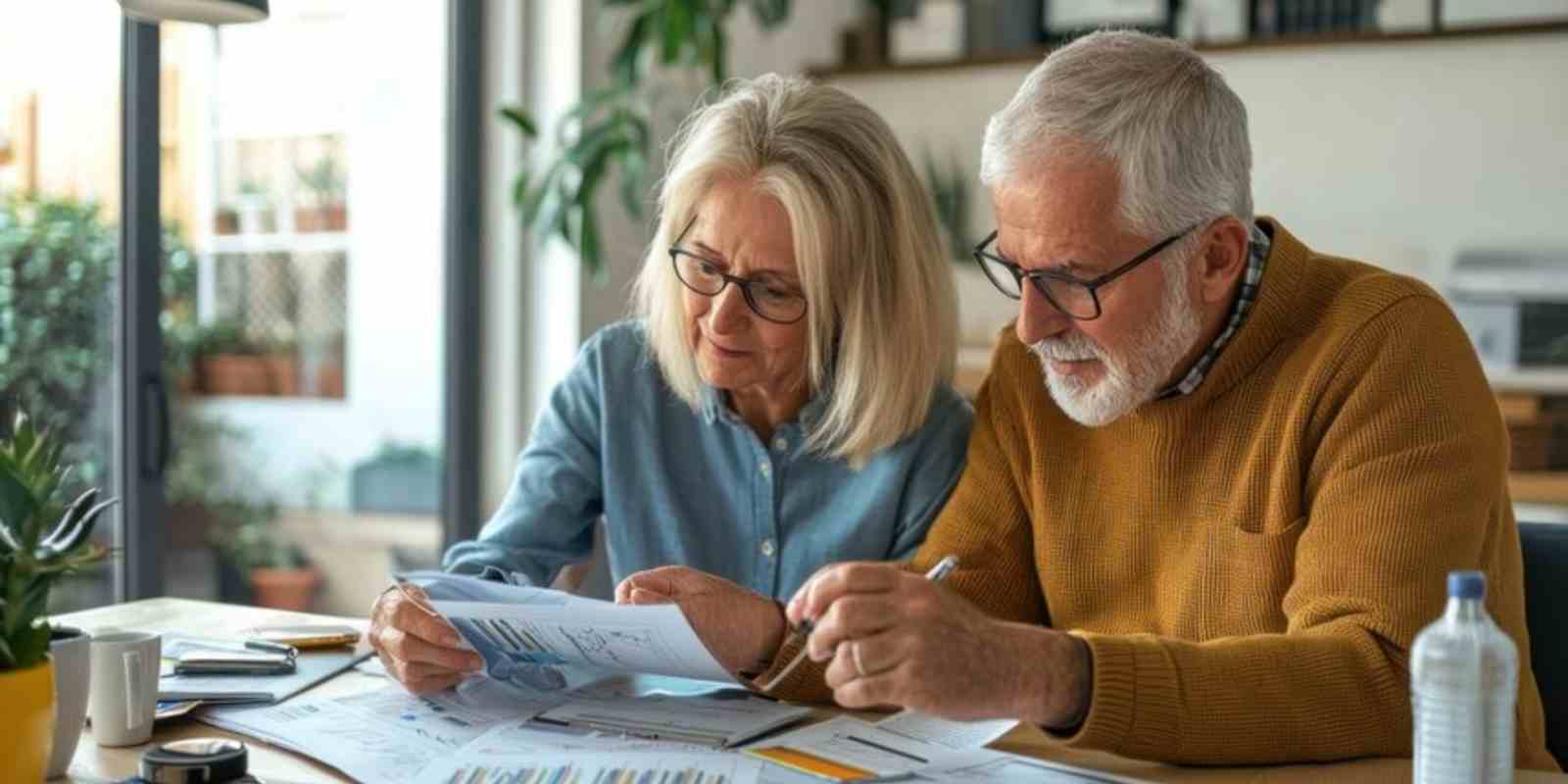 Senior Couple Reviewing MYGA Documents for Retirement Planning